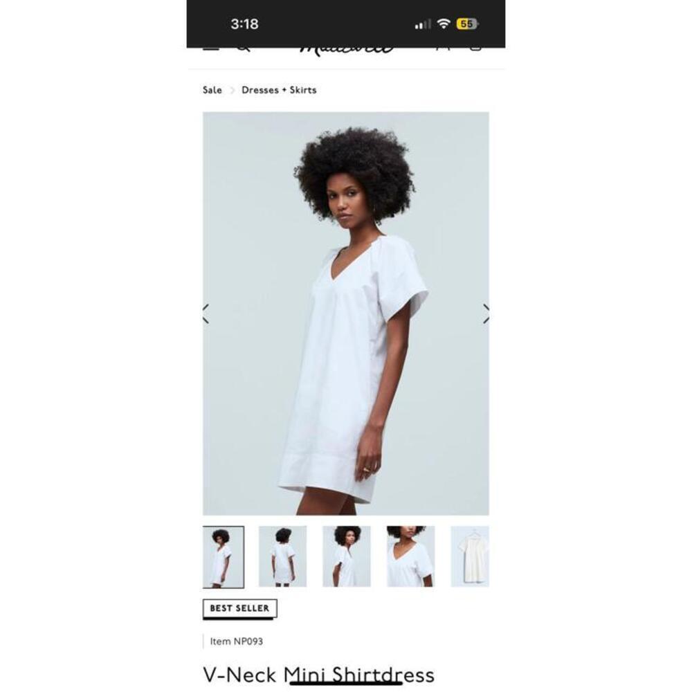 Madewell V Neck Mini Shirt Dress Size Small - Picture 3 of 9